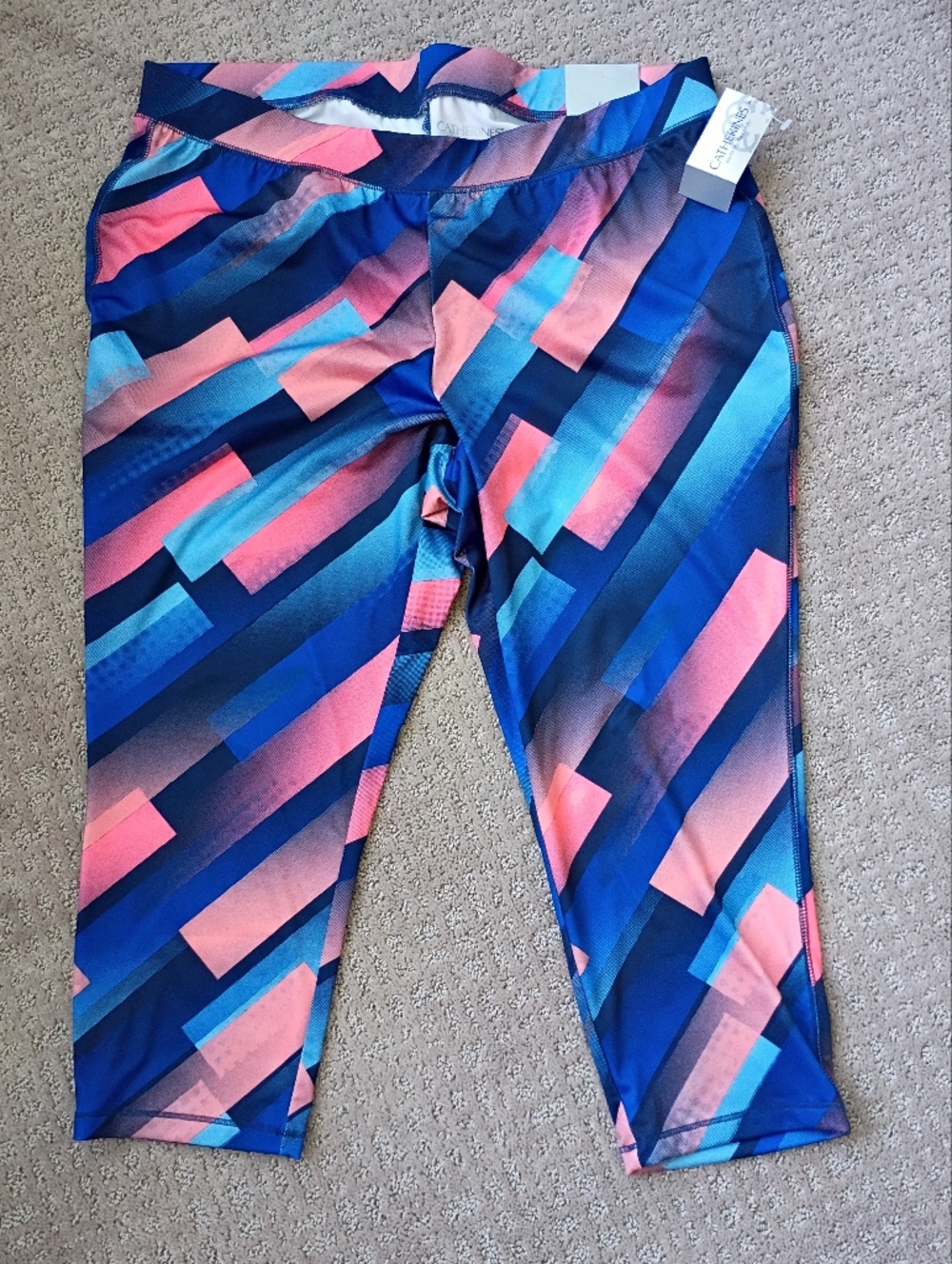 Catherines Blue & Pink Geometric Active Capri Leggings
